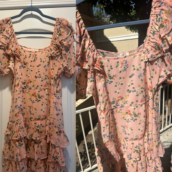 Loveshackfancy Kimbra ruffle floral peach orange floral size 4 - Picture 6 of 16